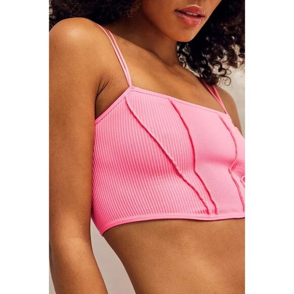 Urban Outfitters Pink Out From Under Fiona Ribbed Cami Crop Top Women's Size M - Picture 6 of 8